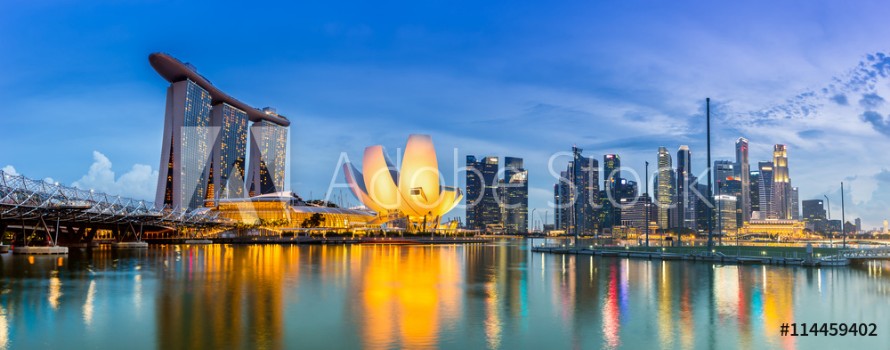 Picture of Singapore Skyline and view of Marina Bay at Dusk